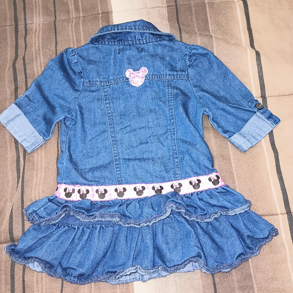 Kids Calvin Klein Jeans Blue Denim Minnie Mouse Dress 12M - Picture 3 of 10